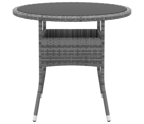 Mesa de jardín vidrio templado y ratán sintético gris Ø80x75 cm