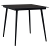 Mesa de comedor de jardín acero y vidrio negra 80x80x74 cm