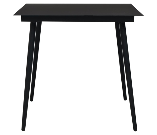 Mesa de comedor de jardín acero y vidrio negra 80x80x74 cm