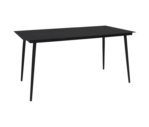 Mesa de comedor de jardín acero y vidrio negra 150x80x74 cm