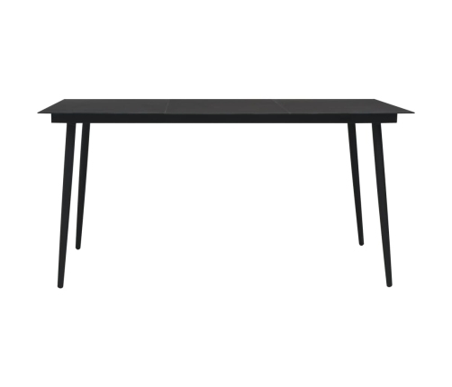 Mesa de comedor de jardín acero y vidrio negra 150x80x74 cm