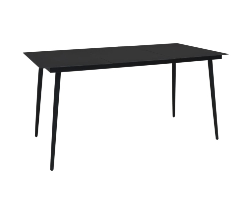 Mesa de comedor de jardín acero y vidrio negra 190x90x74 cm