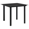 vidaXL Mesa de comedor de jardín acero y vidrio negra 80x80x74 cm