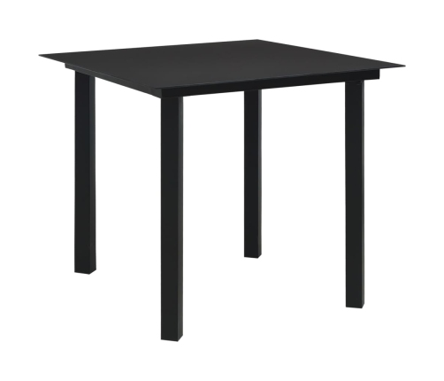 vidaXL Mesa de comedor de jardín acero y vidrio negra 80x80x74 cm