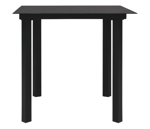 vidaXL Mesa de comedor de jardín acero y vidrio negra 80x80x74 cm