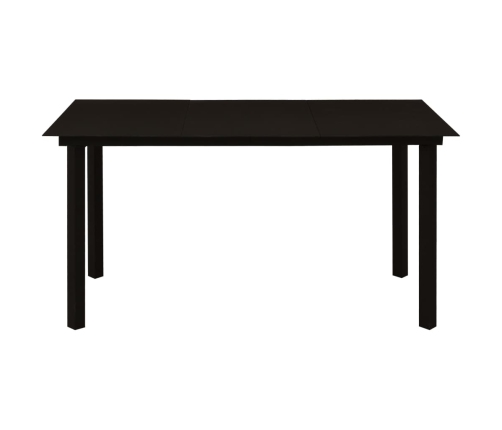 Mesa de comedor de jardín acero y vidrio negra 150x80x74 cm