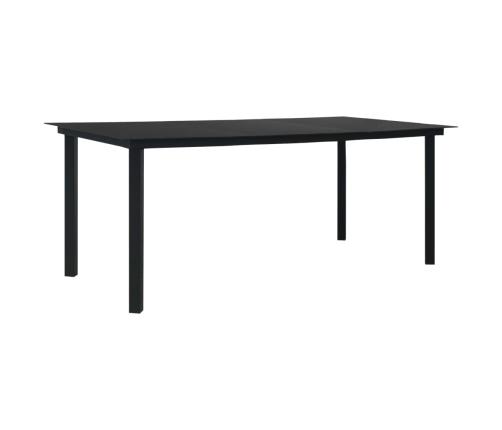 Mesa de comedor de jardín acero y vidrio negra 190x90x74 cm