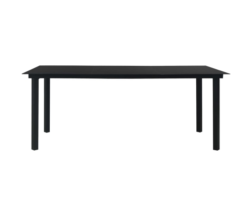 Mesa de comedor de jardín acero y vidrio negra 190x90x74 cm