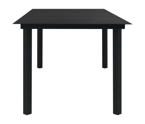 Mesa de comedor de jardín acero y vidrio negra 190x90x74 cm