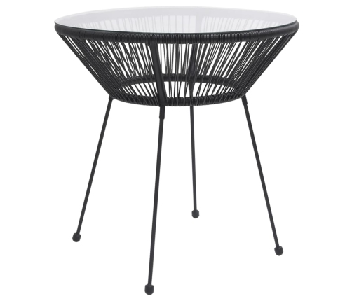 Mesa de comedor de jardín acero y vidrio negra Ø70x74 cm