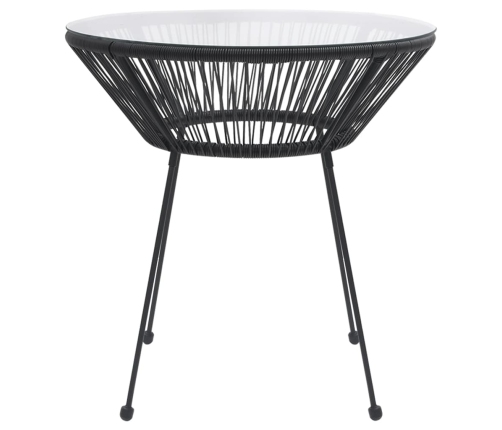 Mesa de comedor de jardín acero y vidrio negra Ø70x74 cm