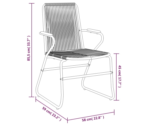 Sillas de jardín 2 unidades ratán PVC negro 58x59x85,5 cm