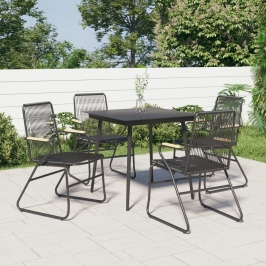 Sillas de jardín 4 unidades ratán PVC negro 58x59x85,5 cm