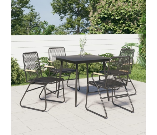 Sillas de jardín 4 unidades ratán PVC negro 58x59x85,5 cm