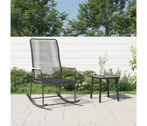 Mecedora de jardín ratán PVC negro 59x79,5x104 cm