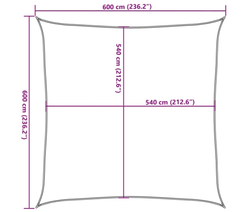 Toldo de vela antracita HDPE 160 g/m² 6x6 m