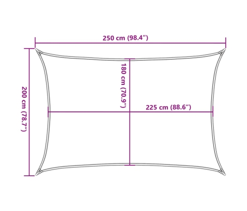 Toldo de vela gris antracita HDPE 160 g/m² 2x2,5 m