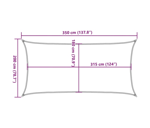 Toldo de vela cuadrado HDPE 2x3,5 m gris antracita