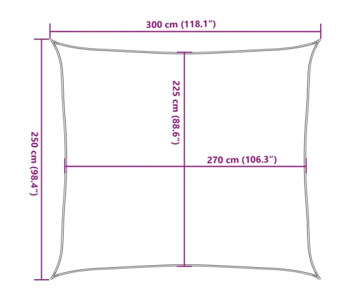 Toldo de vela gris antracita HDPE 160 g/m² 2,5x3 m