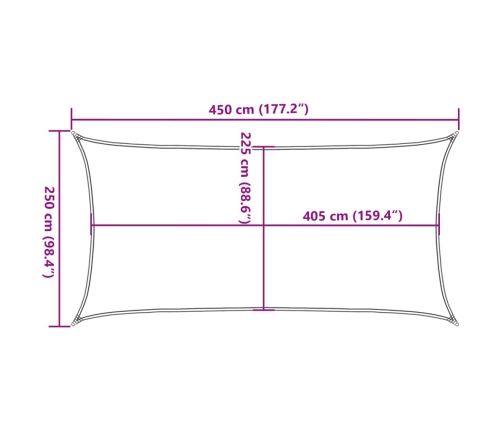 Toldo de vela gris antracita HDPE 160 g/m² 2,5x4,5 m