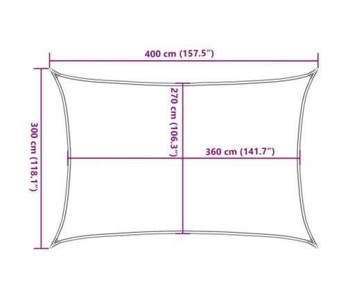 Toldo de vela gris antracita HDPE 160 g/m² 3x4 m