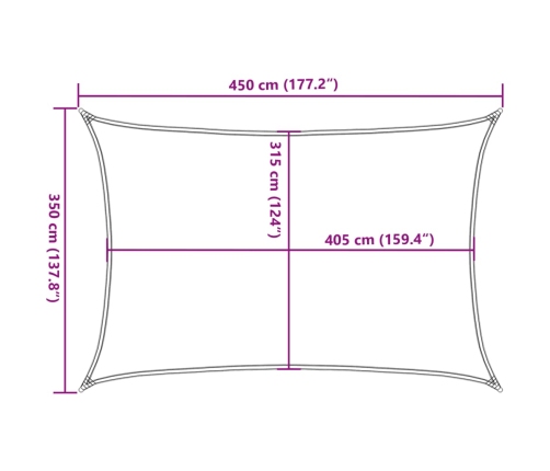 Toldo de vela gris antracita HDPE 160 g/m² 3,5x4,5 m