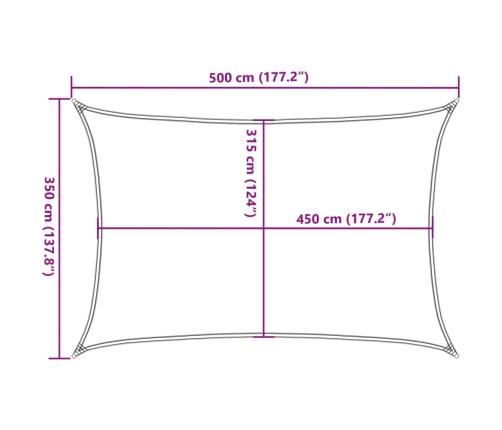 Toldo de vela gris antracita HDPE 160 g/m² 3,5x5 m