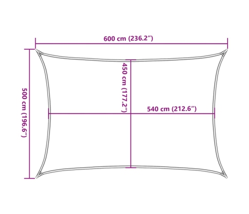 Toldo de vela gris antracita HDPE 160 g/m² 5x6 m