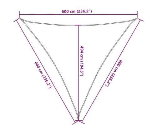 Toldo de vela antracita HDPE 160 g/m² 6x6x6 m