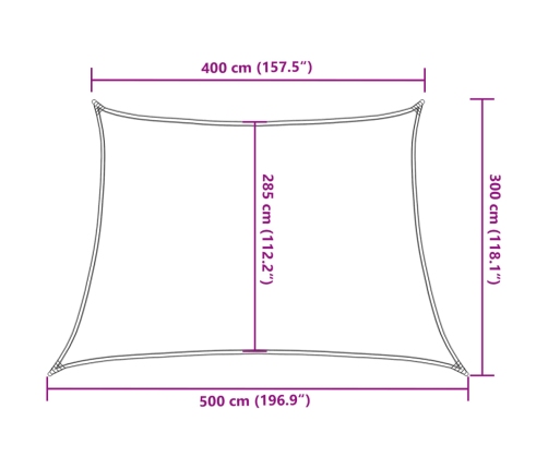 Toldo de vela gris antracita HDPE 160 g/m² 4/5x3 m