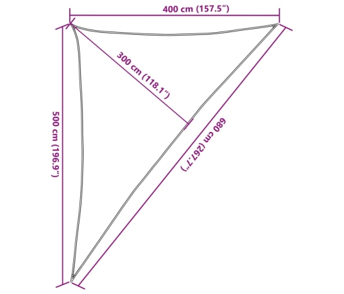 Toldo de vela HDPE beige 160 g/m² 4x5x6,8 m