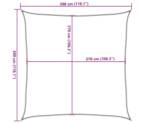 Toldo de vela crema HDPE 160 g/m² 3x3 m