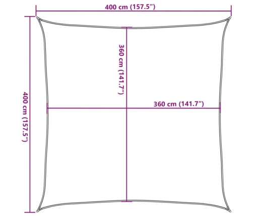 Toldo de vela crema HDPE 160 g/m² 4x4 m