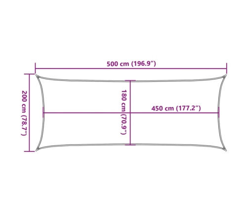 Toldo de vela crema HDPE 160 g/m² 2x5 m