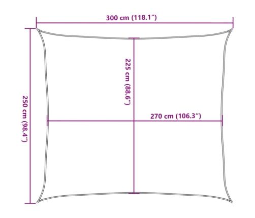 Toldo de vela crema HDPE 160 g/m² 2,5x3 m