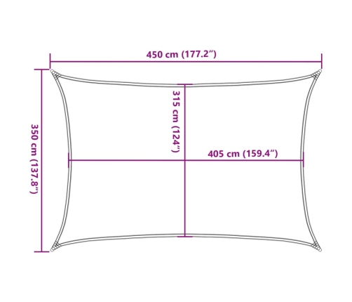 Toldo de vela crema HDPE 160 g/m² 3,5x4,5 m