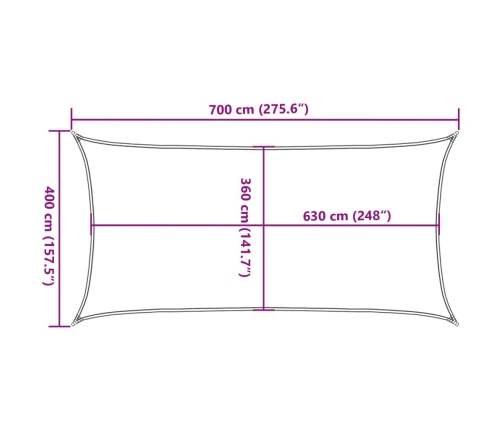 Toldo de vela crema HDPE 160 g/m² 4x7 m