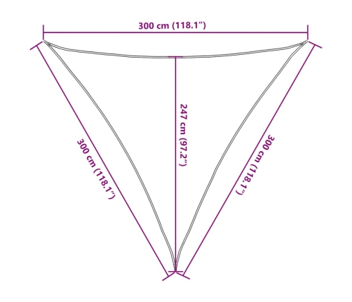 Toldo de vela crema HDPE 160 g/m² 3x3x3 m