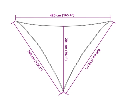 Toldo de vela crema HDPE 160 g/m² 3x3x4,2 m