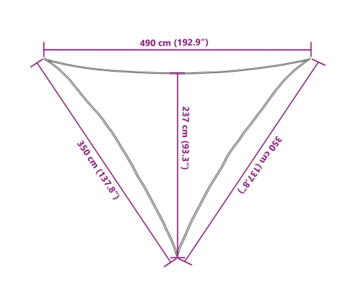 Toldo de vela crema HDPE 160 g/m² 3,5x3,5x4,9 m