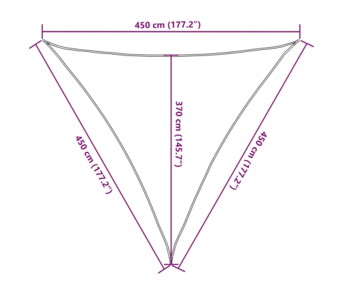 Toldo de vela HDPE color crema 160 g/m² 4,5x4,5x4,5 m