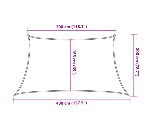 Toldo de vela HDPE crema 160 g/m² 3/4x2 m