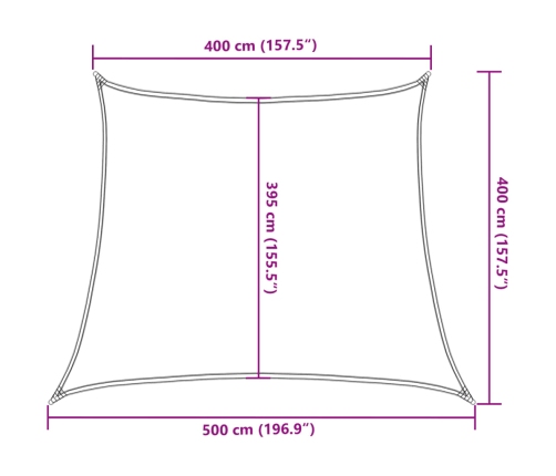 Toldo de vela HDPE color crema 160 g/m² 4/5x4 m