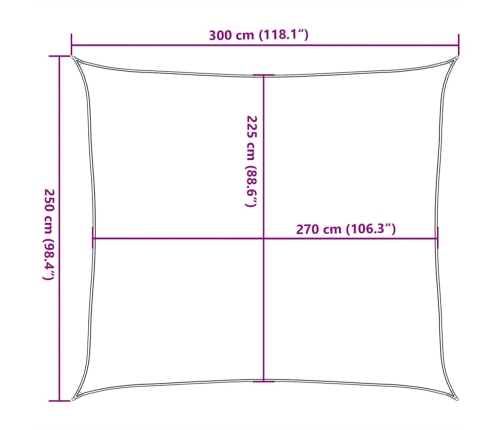 Toldo de vela HDPE blanco 160 g/m² 2,5x3 m