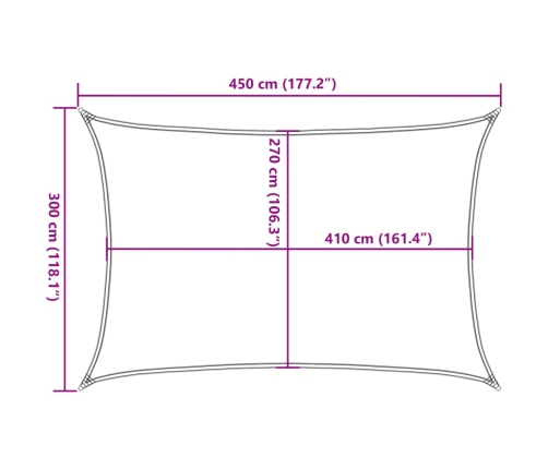 Toldo de vela blanco HDPE 160 g/m² 3x4,5 m