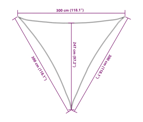 Toldo de vela HDPE blanco 160 g/m² 3x3x3 m