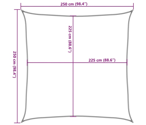 Toldo de vela HDPE verde claro 160 g/m² 2,5x2,5 m