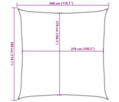 Toldo de vela HDPE verde claro 160 g/m² 3x3 m