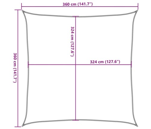 Toldo de vela HDPE verde claro 160 g/m² 3,6x3,6 m