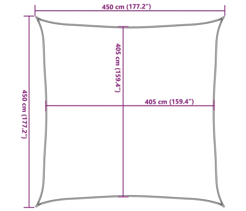 Toldo de vela HDPE verde claro 160 g/m² 4,5x4,5 m